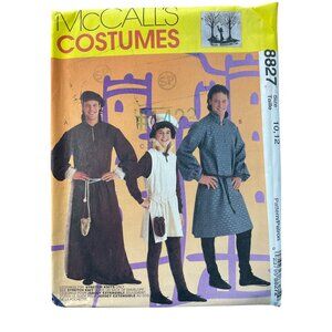 90s McCalls 8827 Pattern Size 10 & 12 Boys Medieval Costumes Squire Friar UNCUT